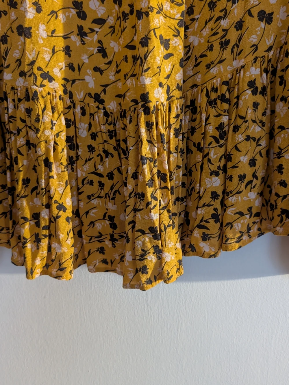 Anthropologie Mustard Floral Peplum Long-Sleeve Blouse - Picture 6 of 6